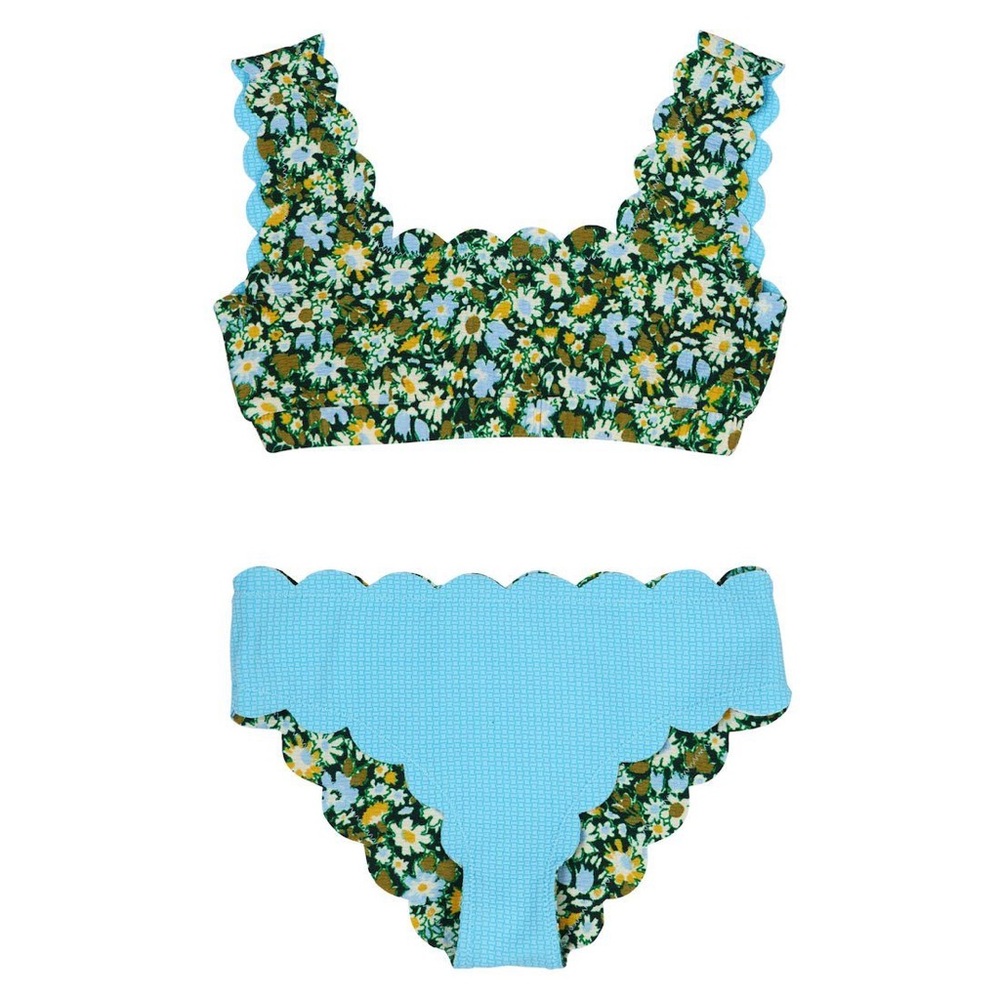 NWT Marysia REVERSIBLE Bumby baby girl Palm Prints Set Meadow Flower Print 1T 2T